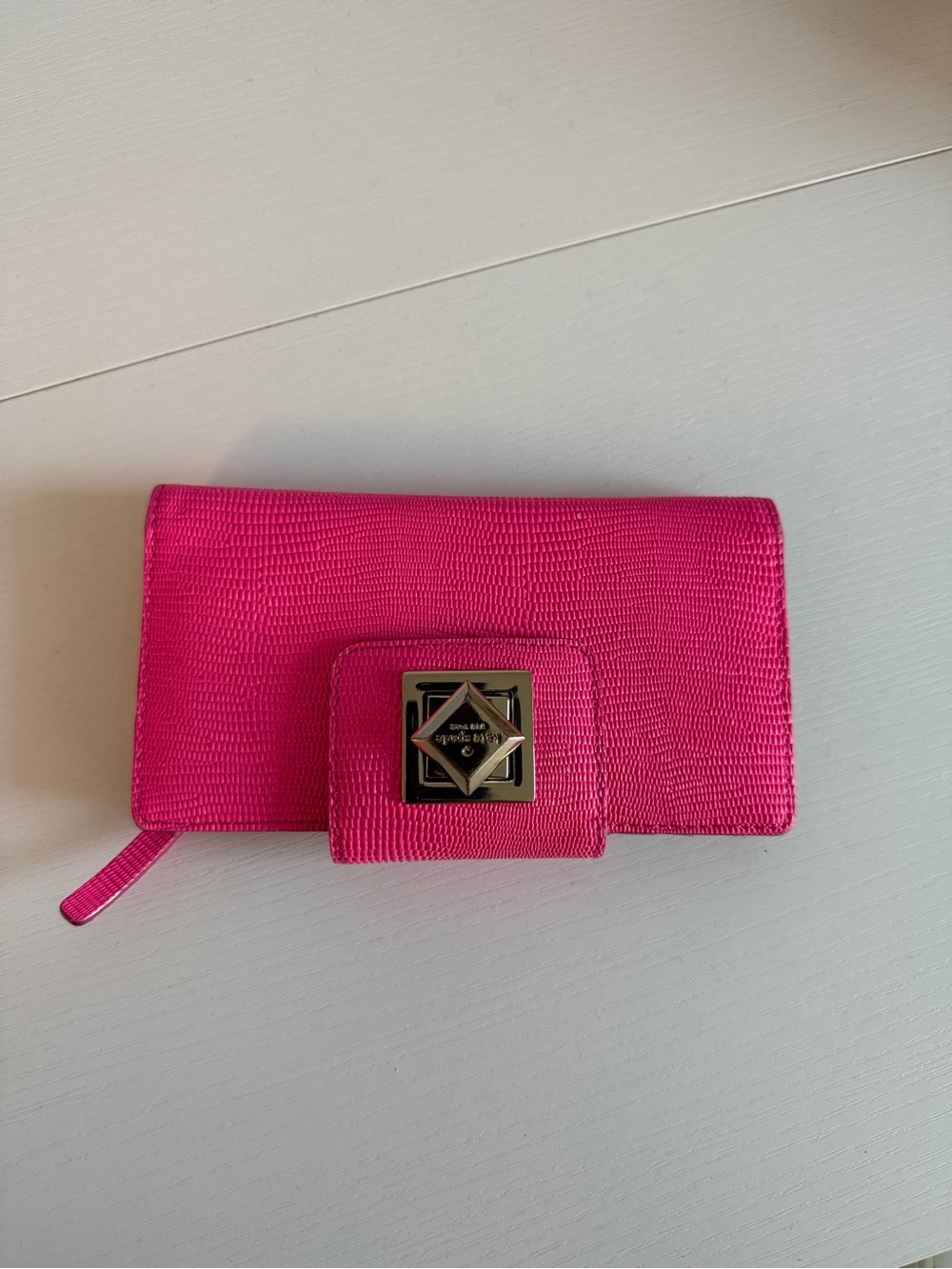 kate spade Hot Pink Textured Wallet with Gold-Tone Emblem